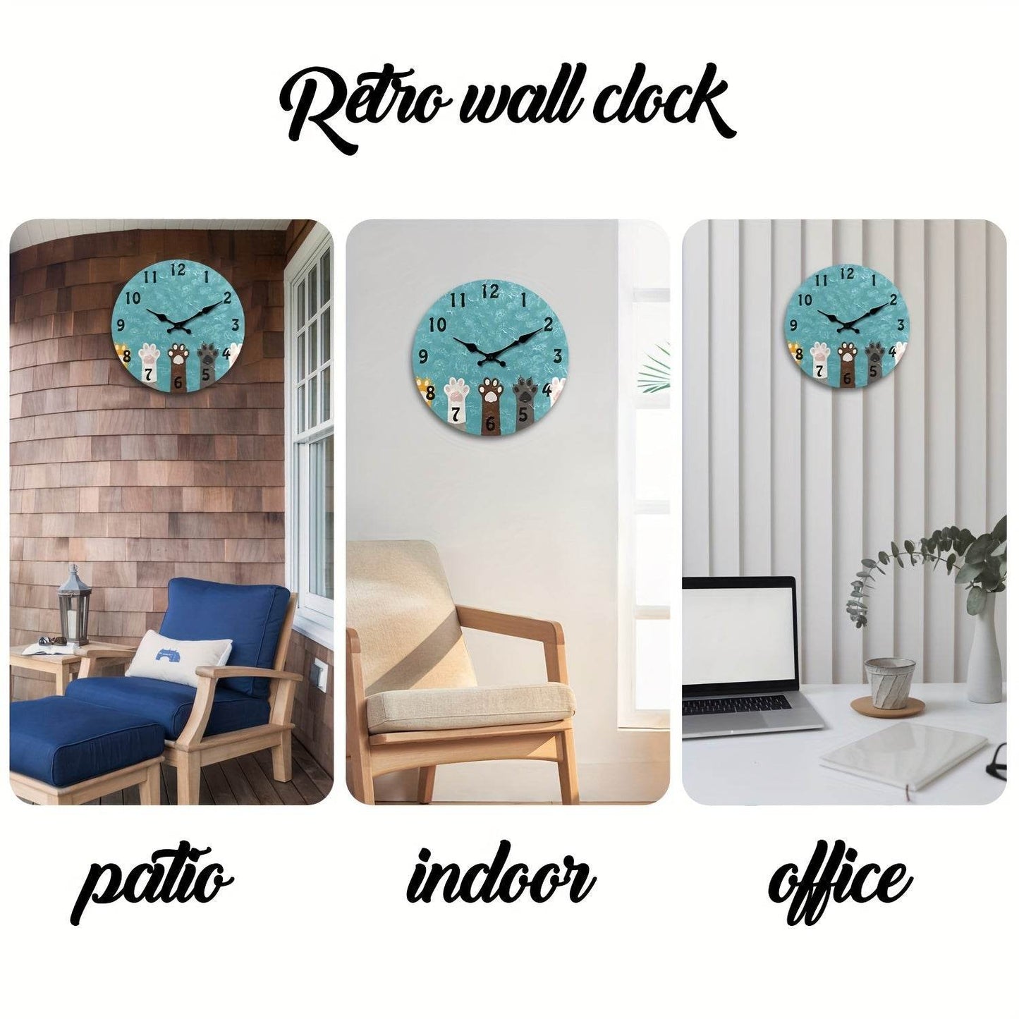 Charming Cat Paw Print Silent Wall Clock Perfect Pet Lovers Decor - Montero Milan