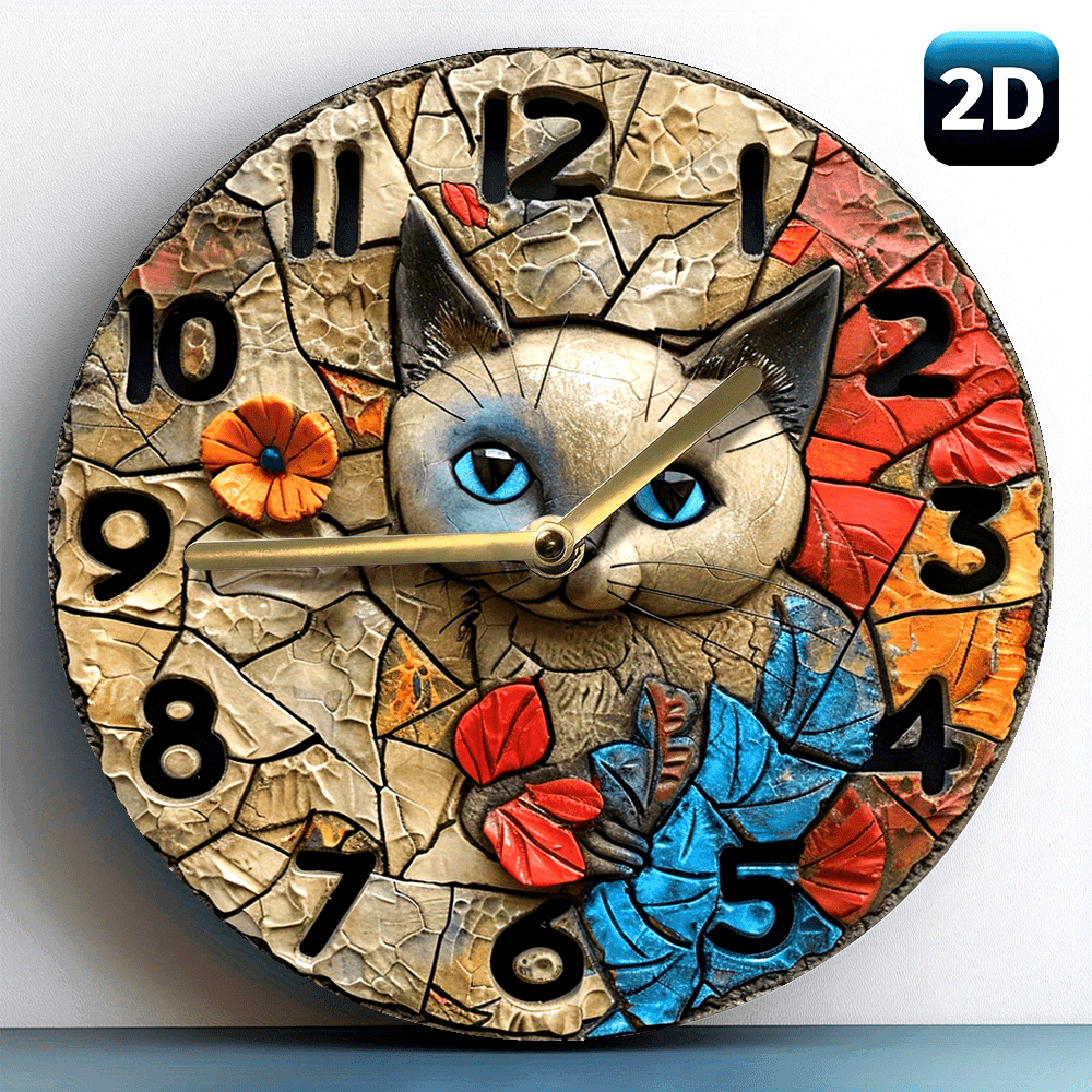 Silent Quartz Siamese Cat Wall Clock Decor Gift - Montero Milan