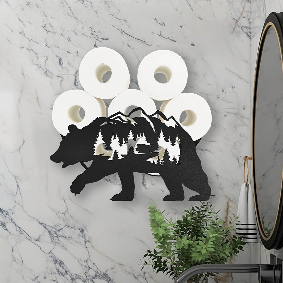 Black Bear Toilet Paper Holder Rack - Montero Milan
