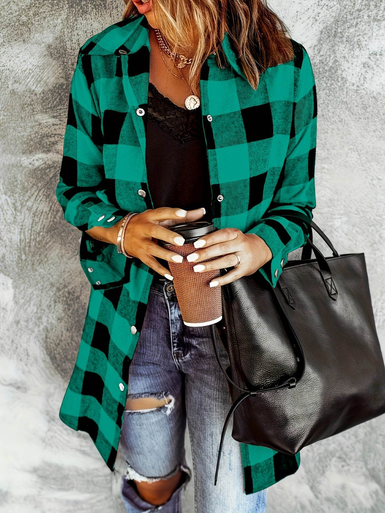 Relaxed Fit Plaid Shacket - Montero Milan