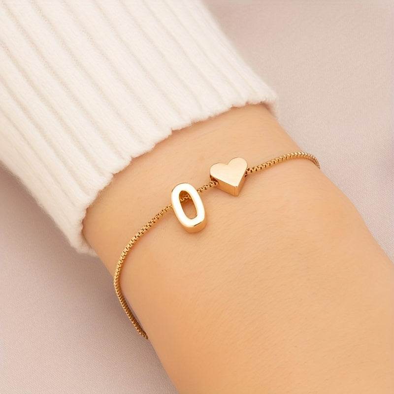 Gold Heart Initial Bracelet - Montero Milan