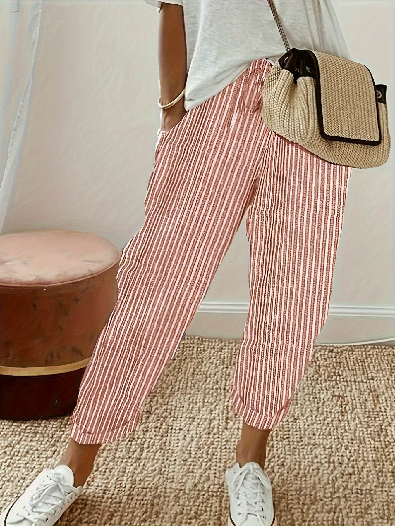 Striped High-Waisted Wide-Leg Pants - Montero Milan