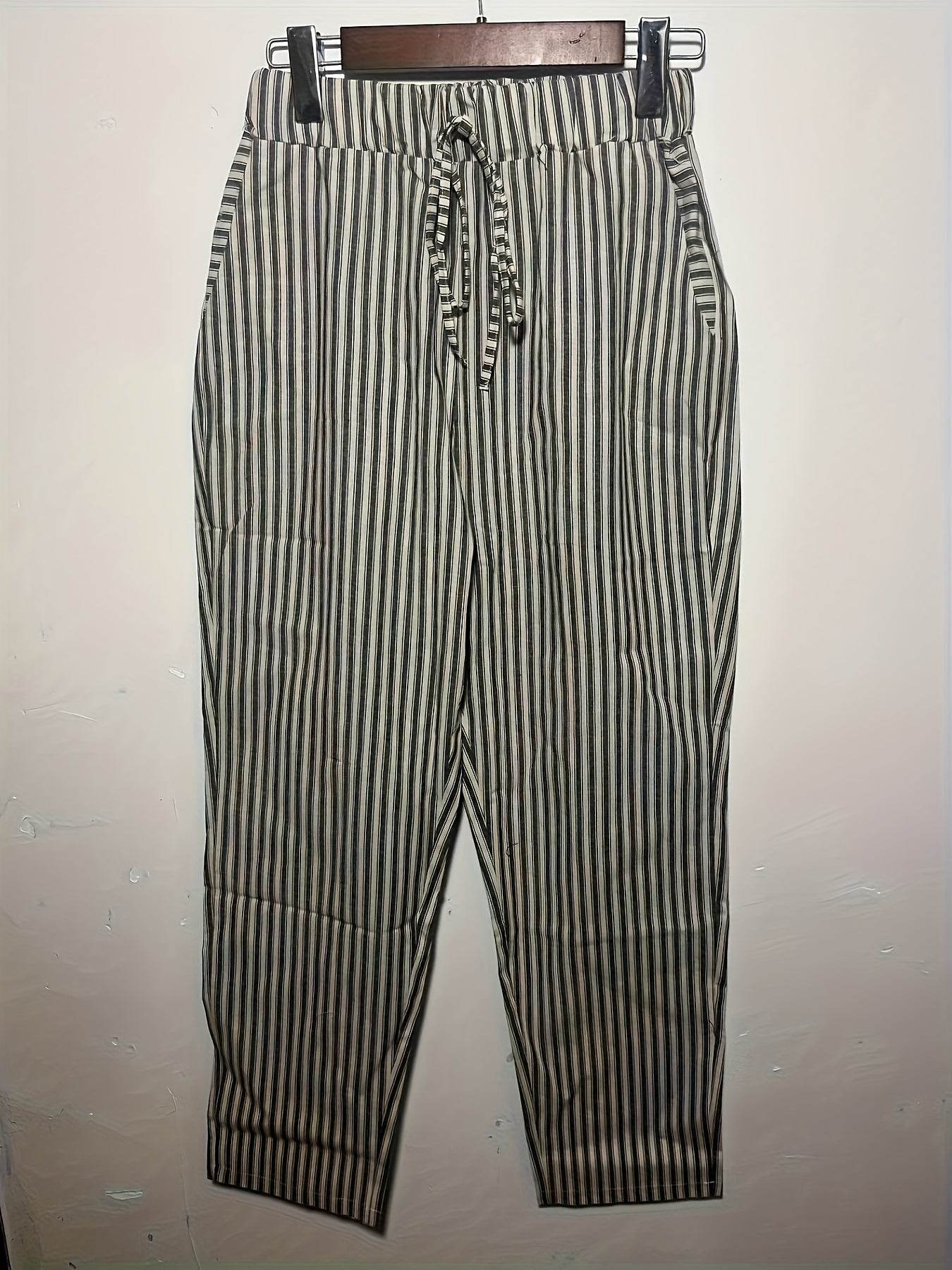 Striped High-Waisted Wide-Leg Pants - Montero Milan