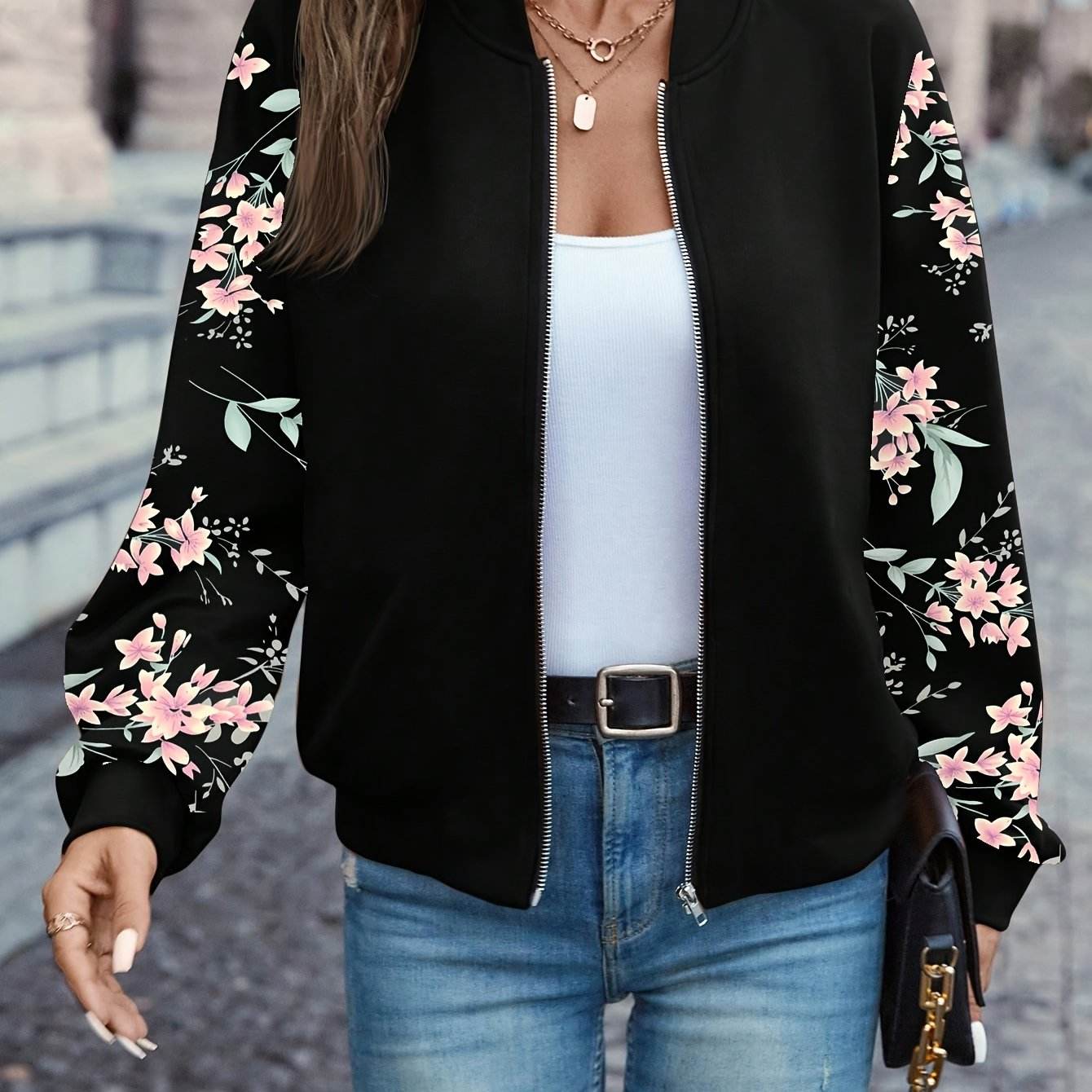 Floral Print Zip-Up Jacket - Montero Milan