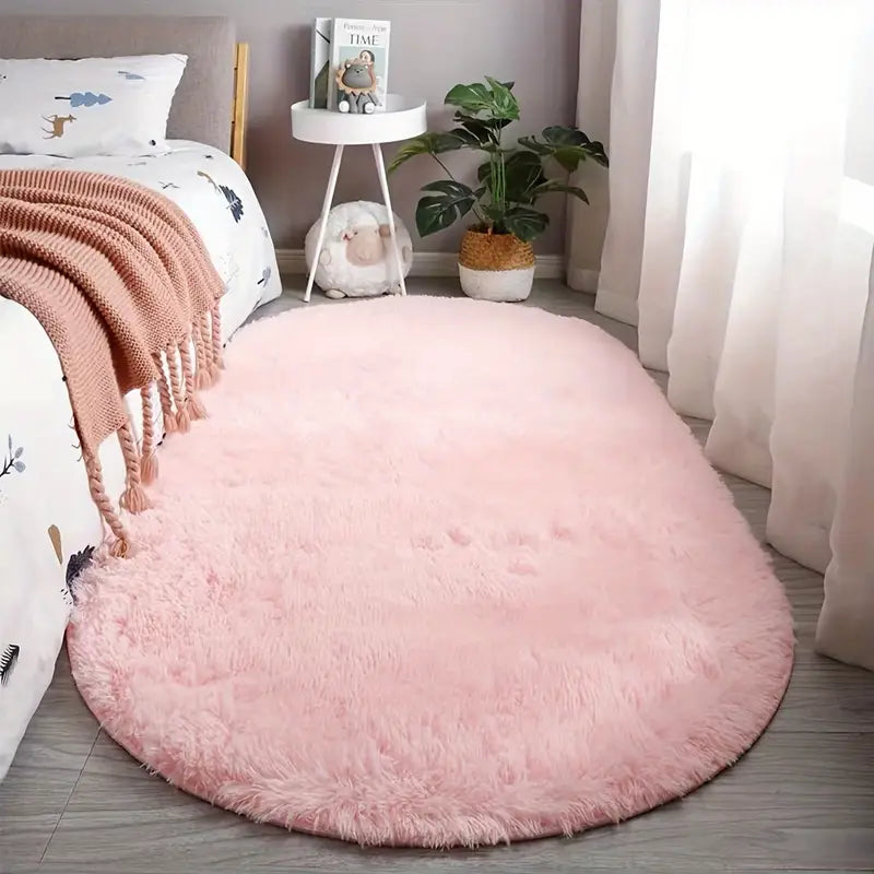 Plush Oval Faux Fur Rug