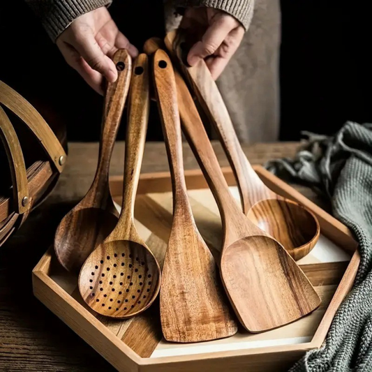 Natural Wood Kitchen Utensil Set (5PCs)