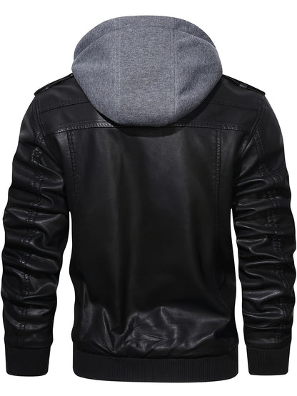 Men’s Hooded Leather Jacket