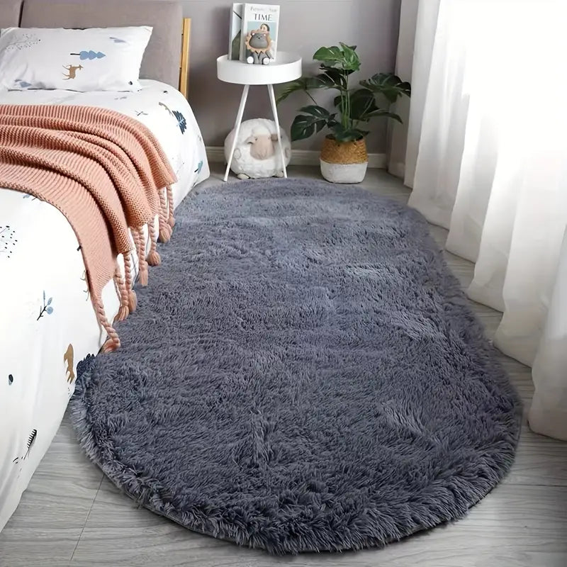 Plush Oval Faux Fur Rug