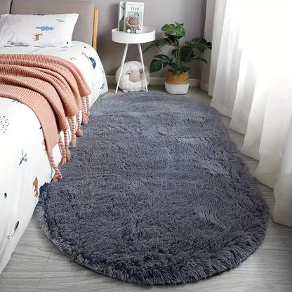 Plush Oval Faux Fur Rug