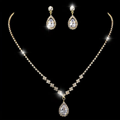 [4pcs Elegant Clutch Set] 4pcs Women's Elegant Sparkling Clutch Evening Bag Set | Decorative Chain Shoulder Bag, Rhinestone Necklace Earrings