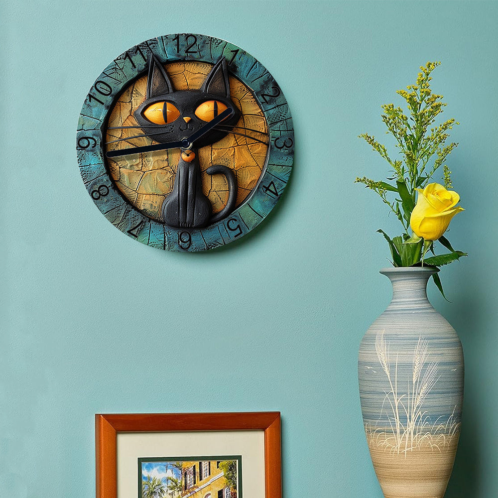 Cute Cat Silent Wall Clock