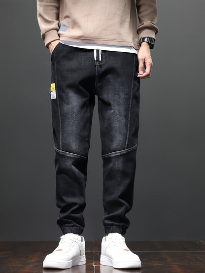 Fleece-Lined Stretch Denim Joggers