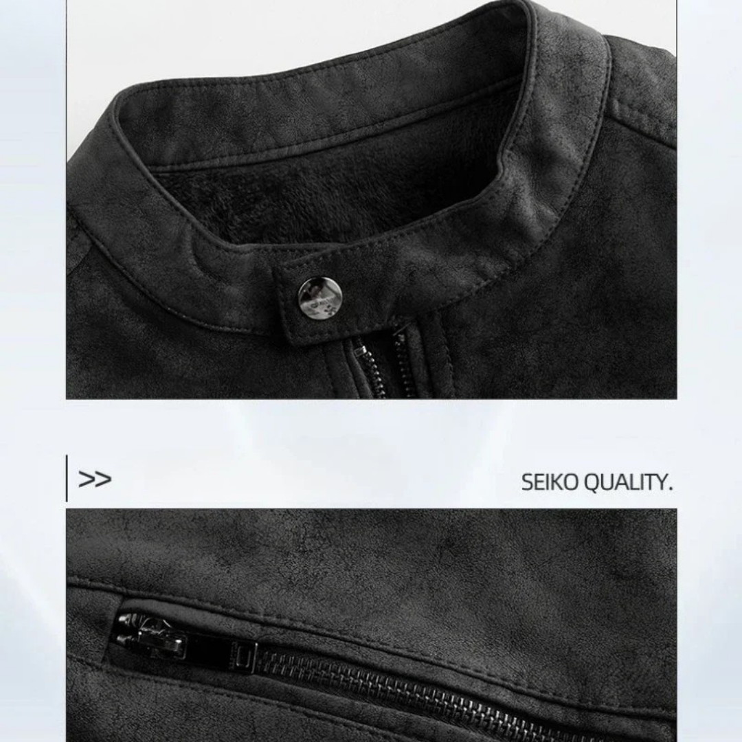 Retro Wool-Lined Leather Jacket