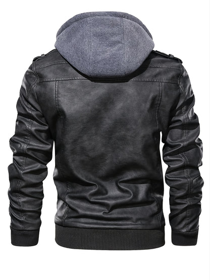 Men’s Hooded Leather Jacket