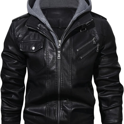 Men’s Hooded Leather Jacket