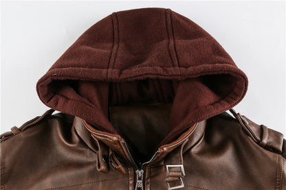 Men’s Hooded Leather Jacket