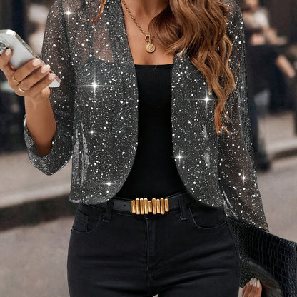 Sequin Open-Front Blazer