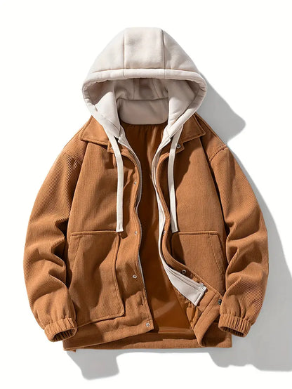 False Two-Piece Hooded Basketball Jacket