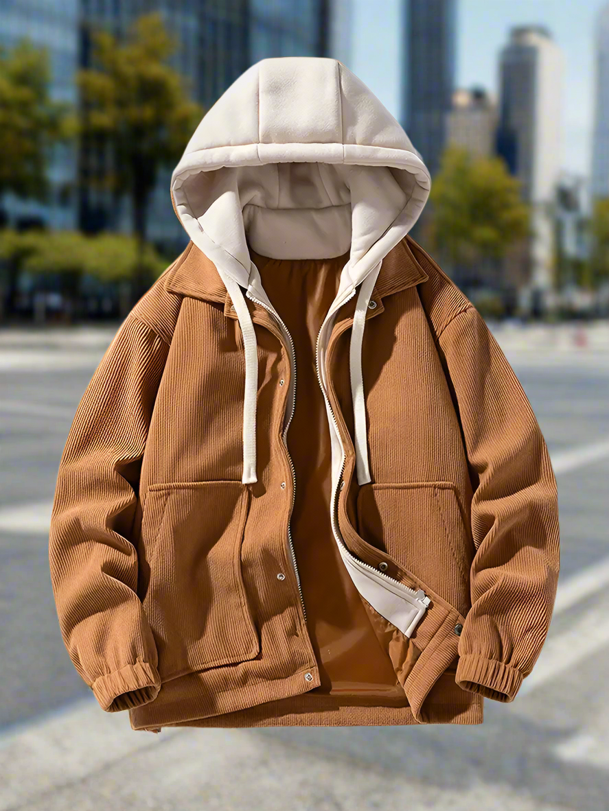 False Two-Piece Hooded Basketball Jacket