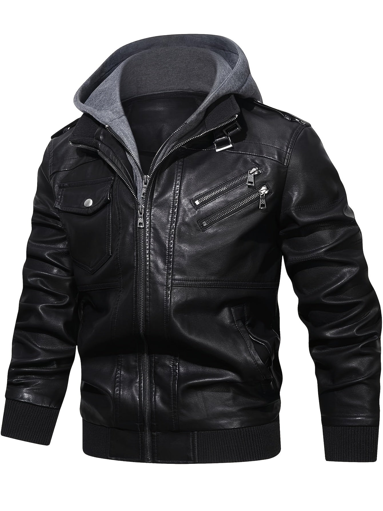Men’s Hooded Leather Jacket
