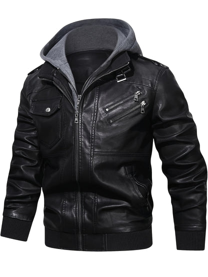 Men’s Hooded Leather Jacket