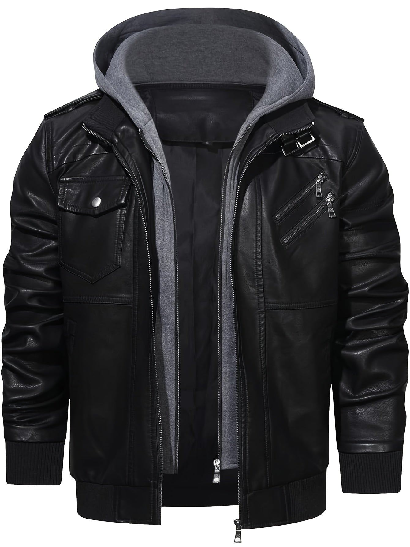 Men’s Hooded Leather Jacket