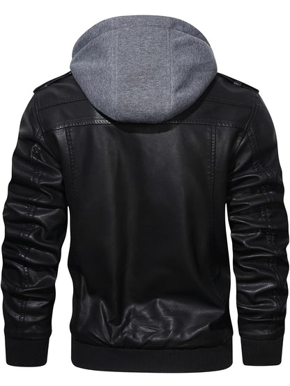 Men’s Hooded Leather Jacket