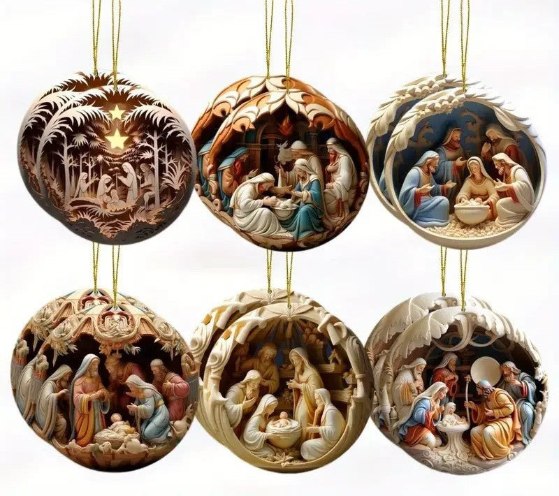 Classic Christmas Nativity Ornaments (1 / 6 / 12 PCs)