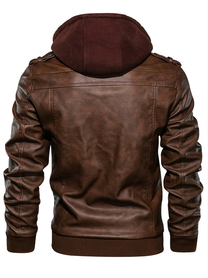 Men’s Hooded Leather Jacket