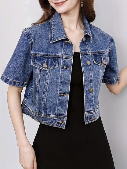 Classic Collar Denim Short Jacket