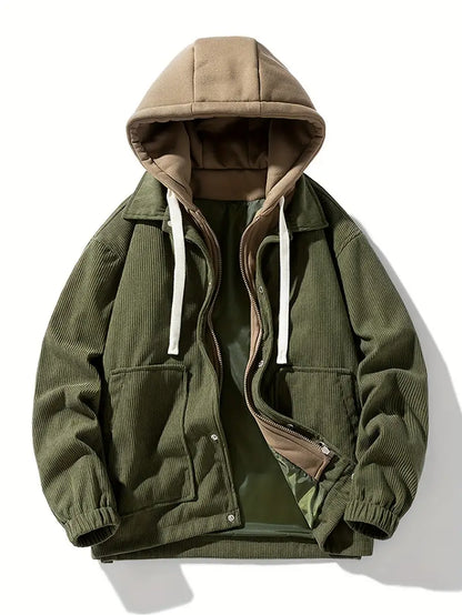 False Two-Piece Hooded Basketball Jacket