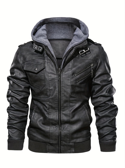 Men’s Hooded Leather Jacket