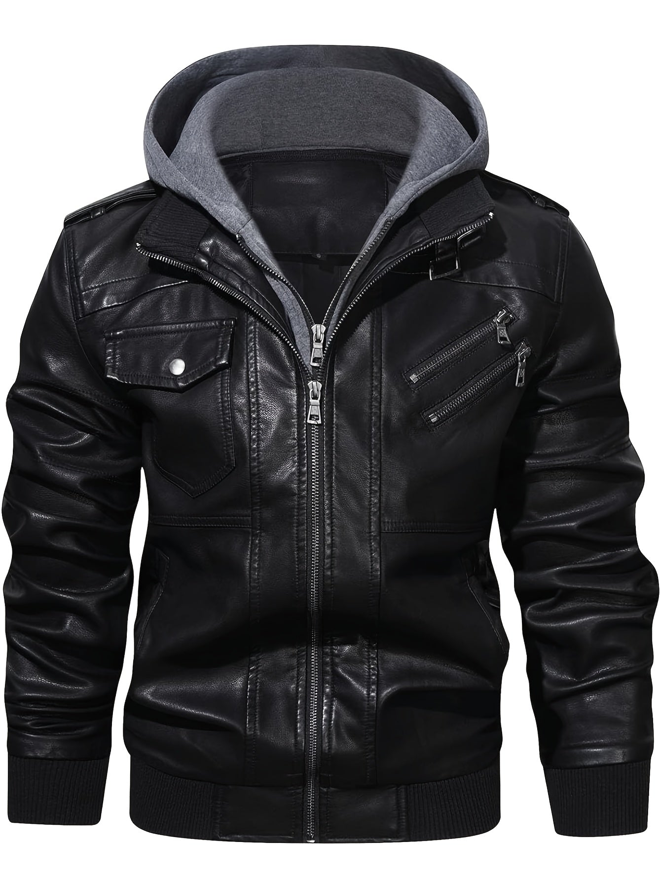 Men’s Hooded Leather Jacket