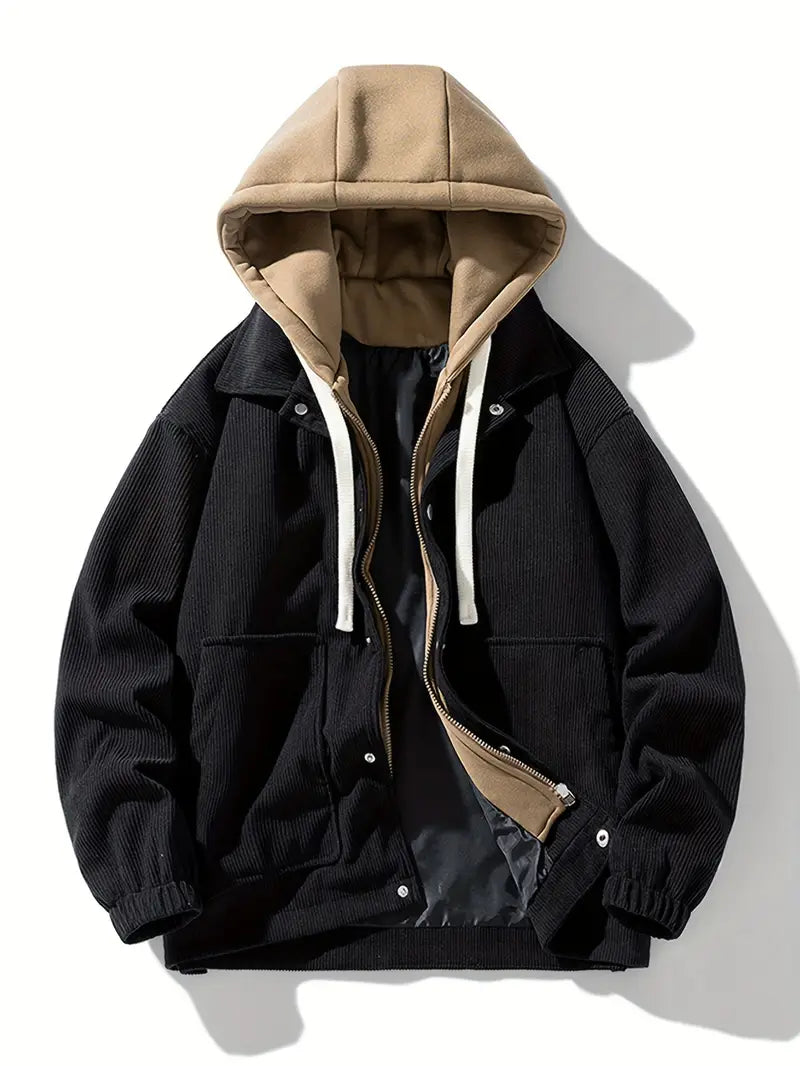 False Two-Piece Hooded Basketball Jacket