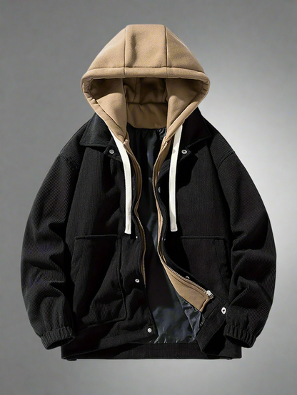 False Two-Piece Hooded Basketball Jacket