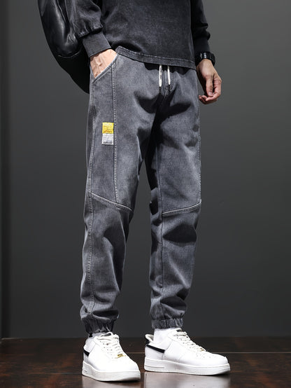 Fleece-Lined Stretch Denim Joggers