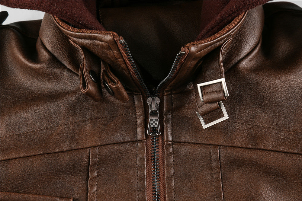 Men’s Hooded Leather Jacket