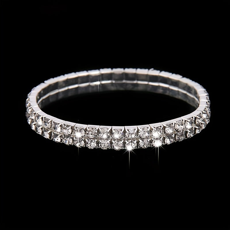 [4pcs Elegant Clutch Set] 4pcs Women's Elegant Sparkling Clutch Evening Bag Set | Decorative Chain Shoulder Bag, Rhinestone Necklace Earrings