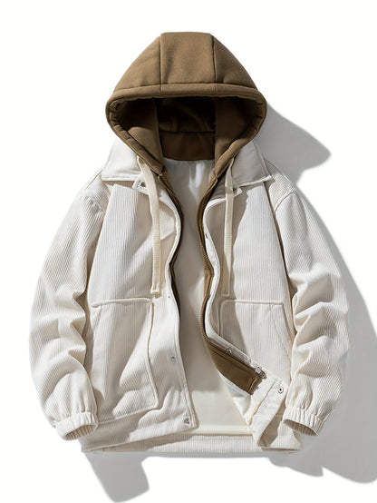 False Two-Piece Hooded Basketball Jacket