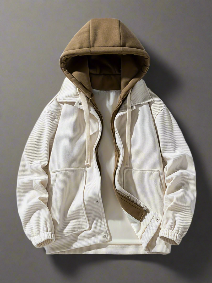 False Two-Piece Hooded Basketball Jacket