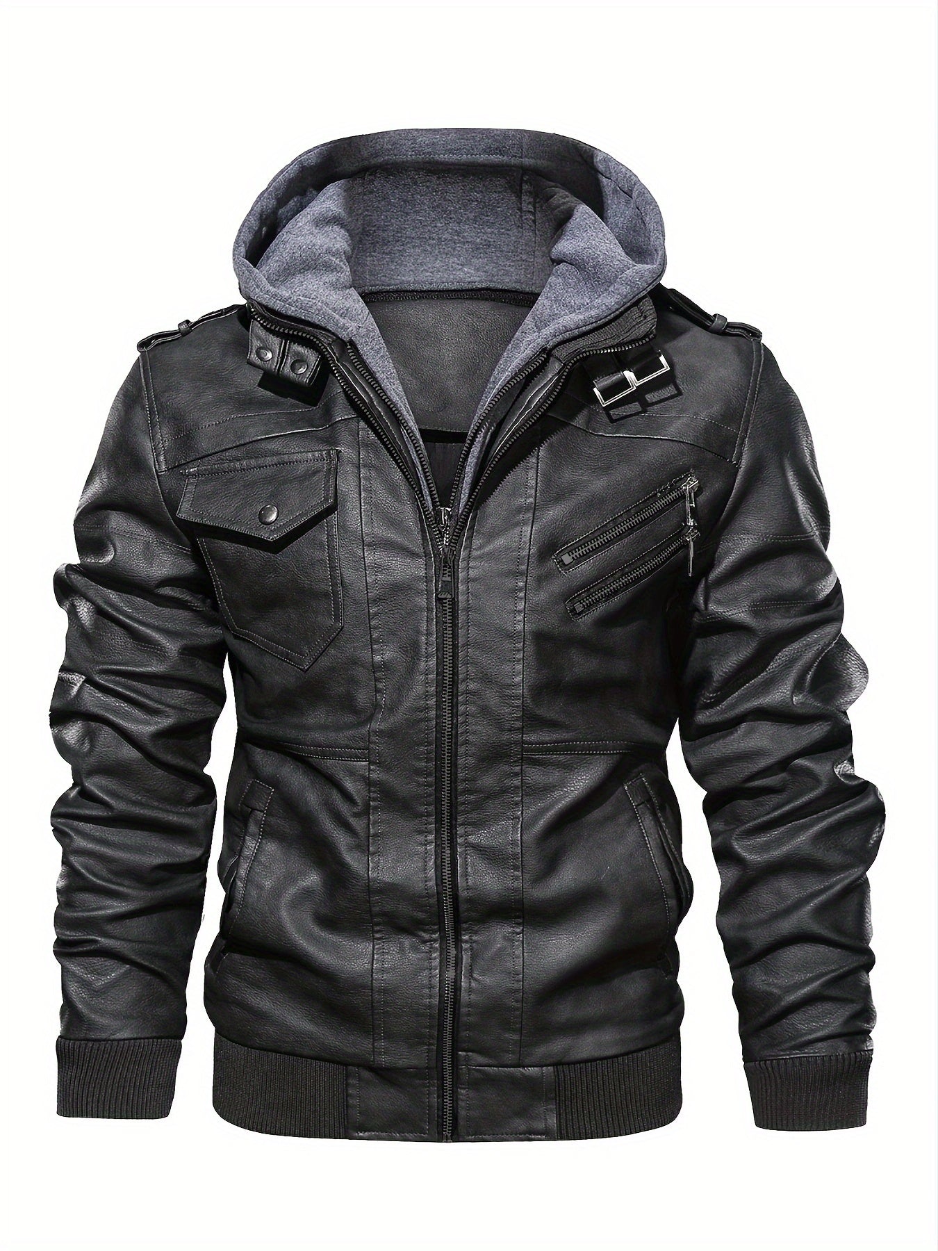 Men’s Hooded Leather Jacket