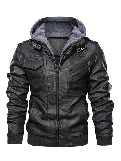 Men’s Hooded Leather Jacket