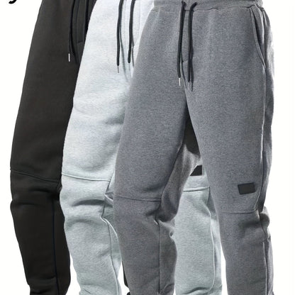Black, light grey, and dark grey men's fleece jogger sweatpants
