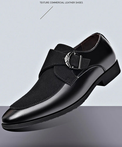 Brown glossy men’s leather loafers showing flexible sole design