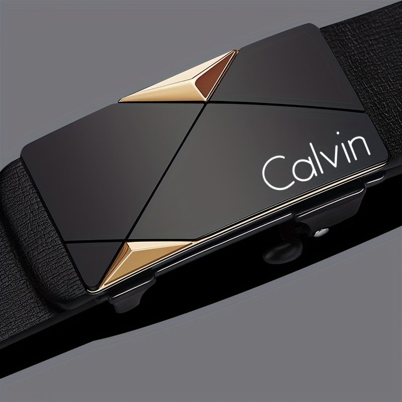 Calvin men's belt with black automatic buckle, minimalist design