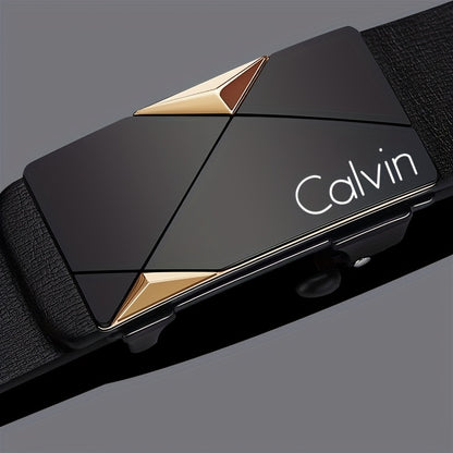 Calvin men's belt with black automatic buckle, minimalist design