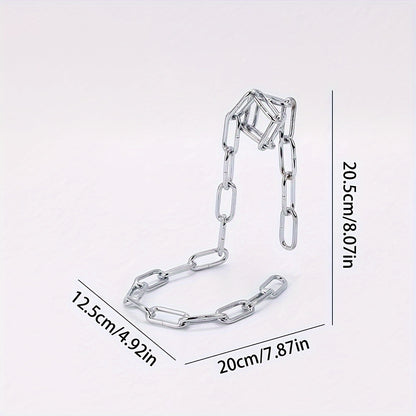 Chain wine holder diagram showing dimensions in cm and inches