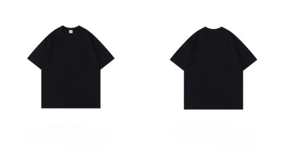 Classic black heavyweight T-shirt, unisex design shown front and back