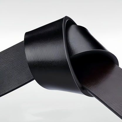Close-up of flexible PU leather strap in black, front view