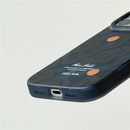 Dark gray graffiti iPhone 17 MagSafe case side angle showing charging port cut-out